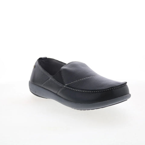 Spenco Siesta Slip-On Leather Mens Black Wide Loafers Casual Shoes