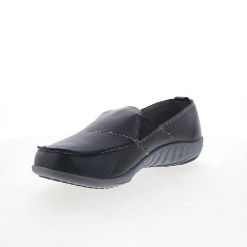 Spenco Siesta Slip-On Leather Mens Black Wide Loafers Casual Shoes