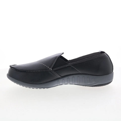 Spenco Siesta Slip-On Leather Mens Black Wide Loafers Casual Shoes
