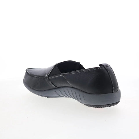 Spenco Siesta Slip-On Leather Mens Black Wide Loafers Casual Shoes