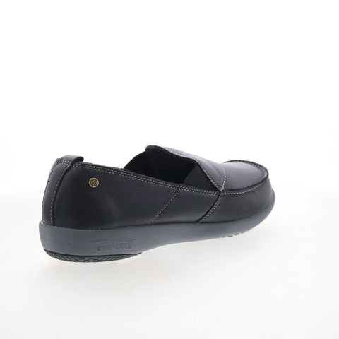 Spenco Siesta Slip-On Leather Mens Black Wide Loafers Casual Shoes