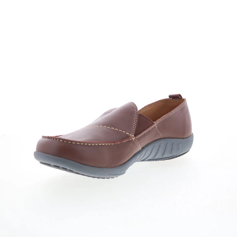 Spenco Siesta Slip-On Leather Mens Brown Wide Loafers Casual Shoes