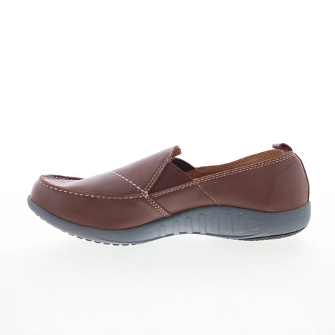 Spenco Siesta Slip-On Leather Mens Brown Wide Loafers Casual Shoes