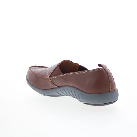Spenco Siesta Slip-On Leather Mens Brown Wide Loafers Casual Shoes