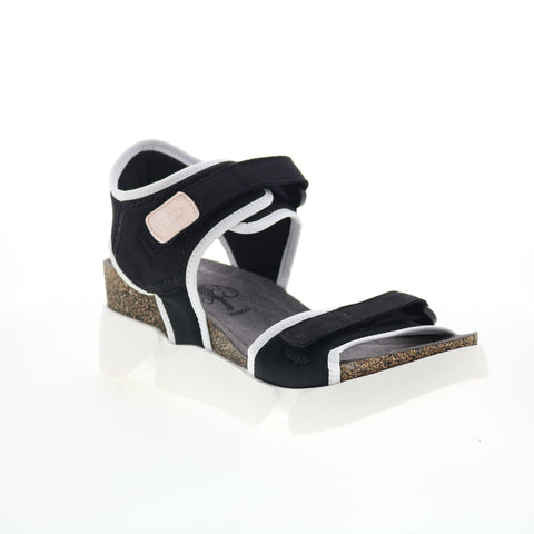Fly London Sigo SIGO727FLY-005 Womens Black Leather Platform Sandals Shoes