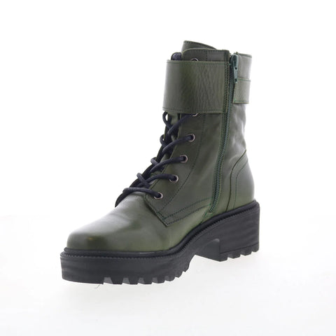 Miz Mooz Silvy Womens Green Leather Zipper Casual Dress Boots