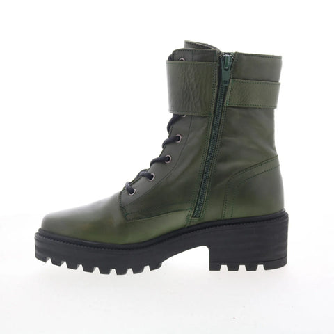 Miz Mooz Silvy Womens Green Leather Zipper Casual Dress Boots