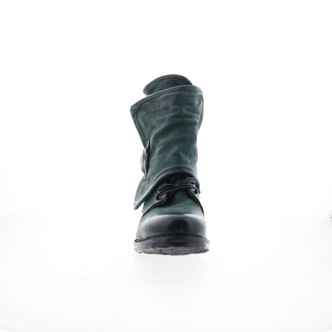 A.S. 98 Simon Womens Green Leather Zipper Casual Dress Boots