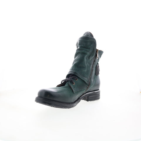 A.S. 98 Simon Womens Green Leather Zipper Casual Dress Boots