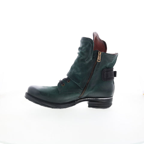 A.S. 98 Simon Womens Green Leather Zipper Casual Dress Boots