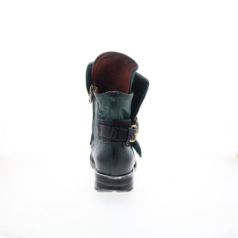 A.S. 98 Simon Womens Green Leather Zipper Casual Dress Boots
