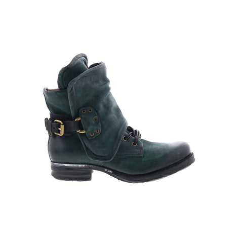 A.S. 98 Simon Womens Green Leather Zipper Casual Dress Boots