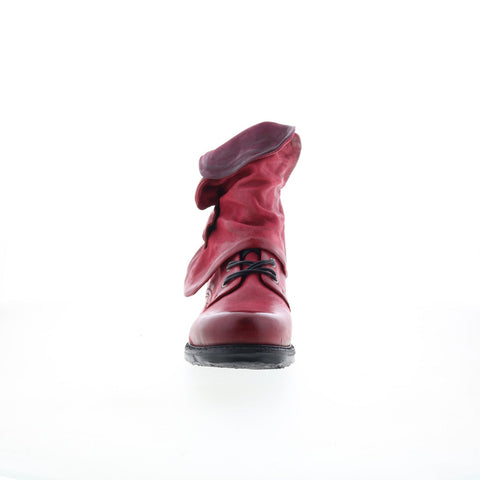 A.S. 98 Simon Womens Red Leather Zipper Casual Dress Boots