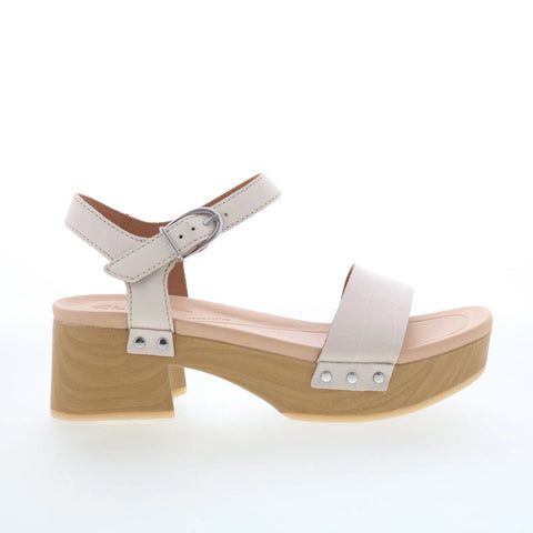 Clarks Sivanne Bay 26177368 Womens Beige Leather Heeled Sandals Shoes