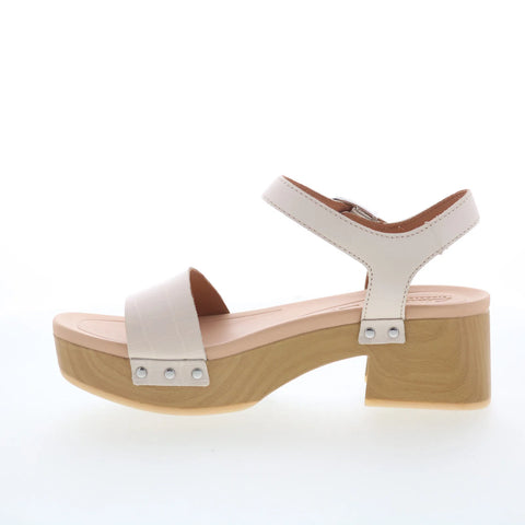 Clarks Sivanne Bay 26177368 Womens Beige Leather Heeled Sandals Shoes