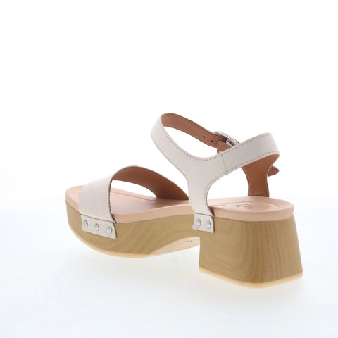 Clarks Sivanne Bay 26177368 Womens Beige Leather Heeled Sandals Shoes