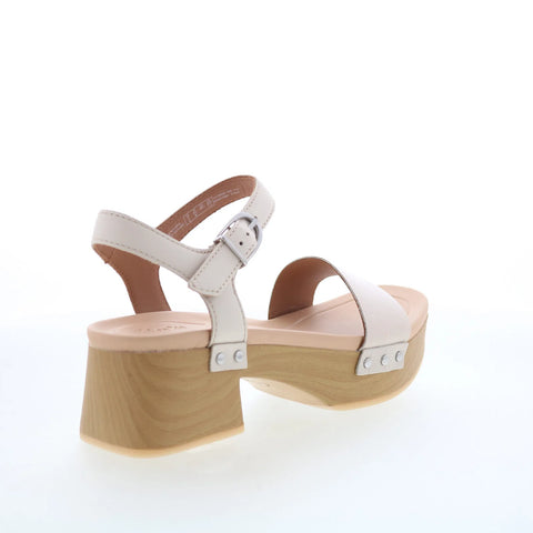 Clarks Sivanne Bay 26177368 Womens Beige Leather Heeled Sandals Shoes