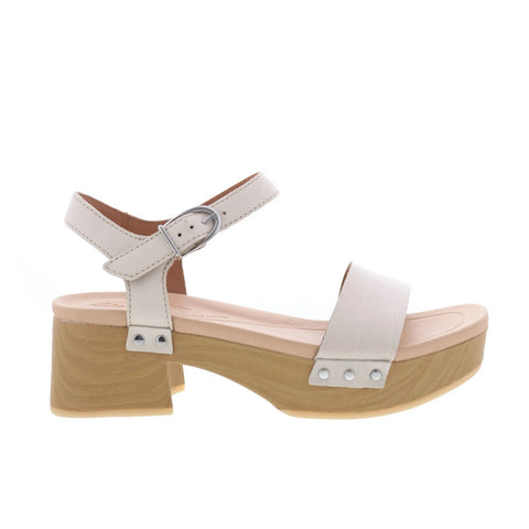 Clarks Sivanne Bay 26177368 Womens Beige Leather Heeled Sandals Shoes