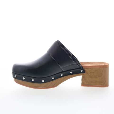 Clarks Sivanne Sun 26177370 Womens Black Leather Strap Heeled Sandals Shoes