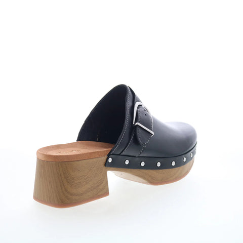 Clarks Sivanne Sun 26177370 Womens Black Leather Strap Heeled Sandals Shoes