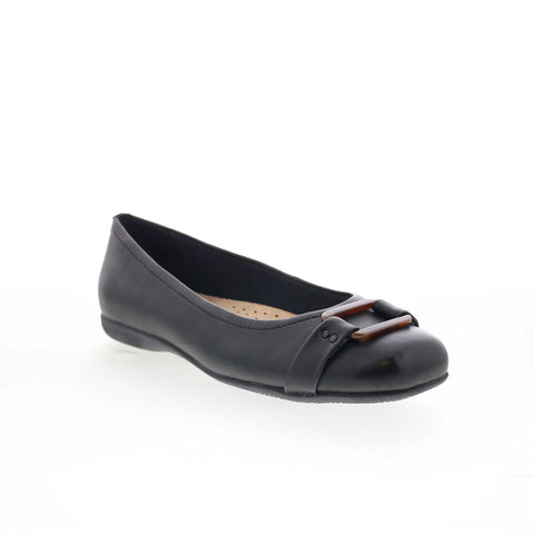 Trotters Sizzle Signature T1251-093 Womens Black Leather Ballet Flats Shoes