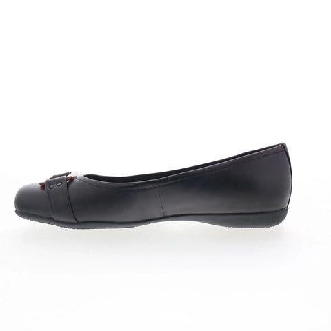 Trotters Sizzle Signature T1251-093 Womens Black Leather Ballet Flats Shoes