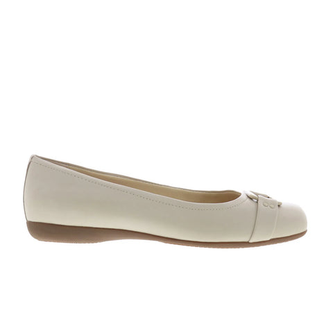 Trotters Sizzle Signature T1251-112 Womens Beige Leather Ballet Flats Shoes