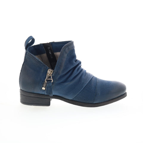 Miz Mooz Slinky Womens Blue Leather Zipper Ankle & Booties Boots