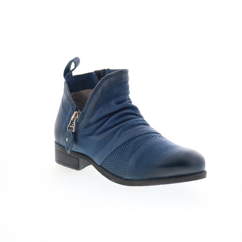 Miz Mooz Slinky Womens Blue Leather Zipper Ankle & Booties Boots