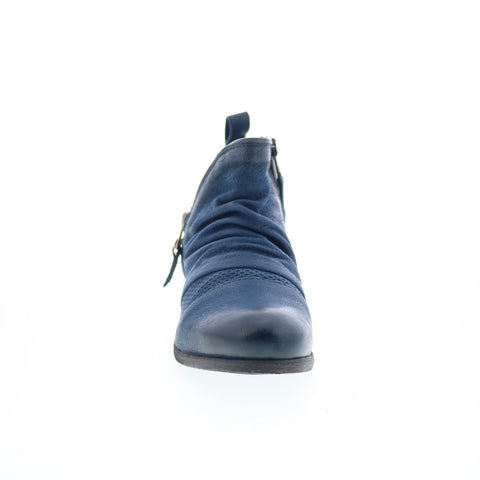 Miz Mooz Slinky Womens Blue Leather Zipper Ankle & Booties Boots