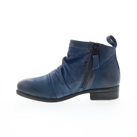 Miz Mooz Slinky Womens Blue Leather Zipper Ankle & Booties Boots