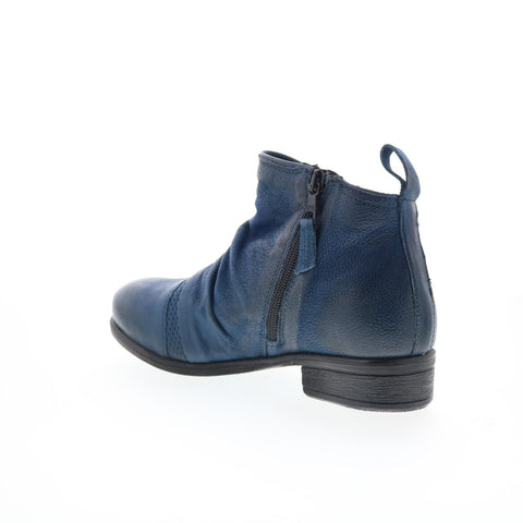 Miz Mooz Slinky Womens Blue Leather Zipper Ankle & Booties Boots