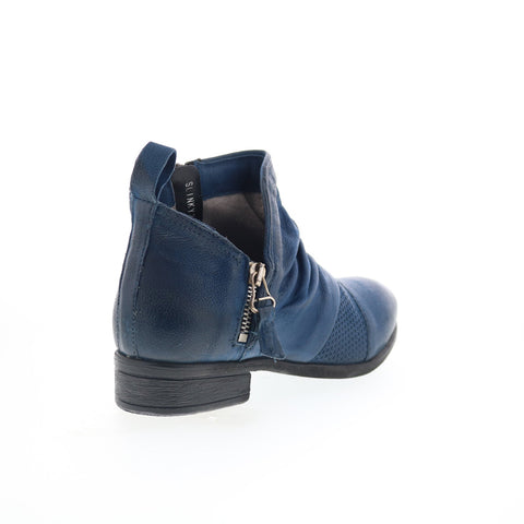 Miz Mooz Slinky Womens Blue Leather Zipper Ankle & Booties Boots