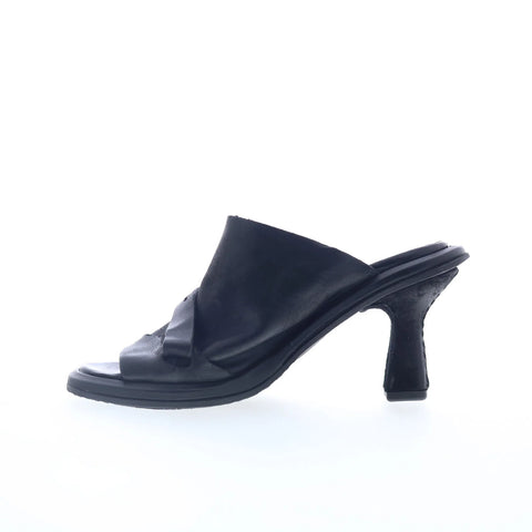 A.S. 98 Smitty SMITTY-201 Womens Black Leather Slip On Heeled Sandals Shoes