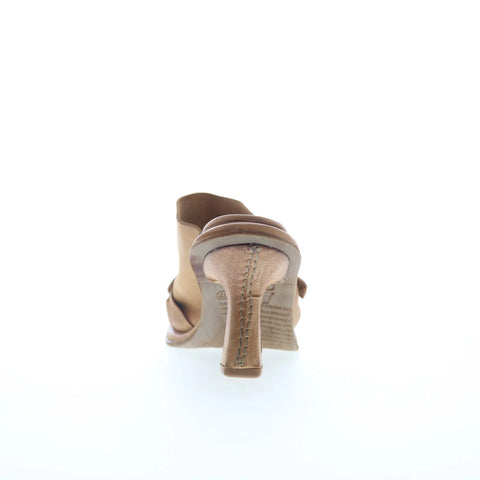 A.S. 98 Smitty Womens Brown Leather Slip On Heeled Sandals Shoes