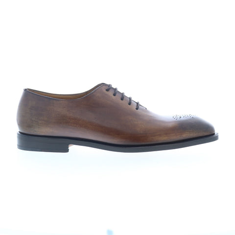 Zelli Italia Wholecut Oxford Lace Up Mens Brown Leather Oxfords Casual Shoes