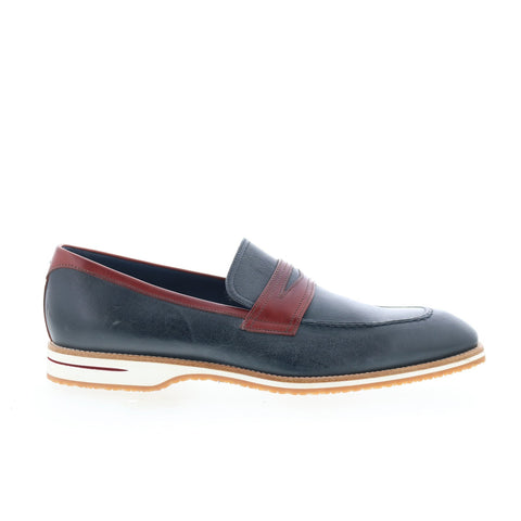 Zelli Italia Enzo Calfskin Loafer Mens Blue Loafers & Slip Ons Penny Shoes