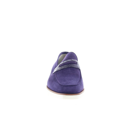 Zelli Italia Viola Gator Suede Loafer Mens Purple Suede Loafers Penny Shoes