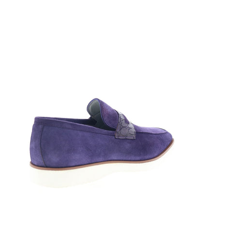 Zelli Italia Viola Gator Suede Loafer Mens Purple Suede Loafers Penny Shoes
