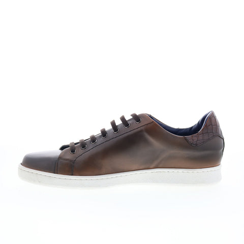 Zelli Italia Calfskin & Crocodile Mens Brown Lifestyle Sneakers Shoes