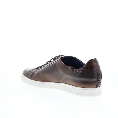 Zelli Italia Calfskin & Crocodile Mens Brown Lifestyle Sneakers Shoes
