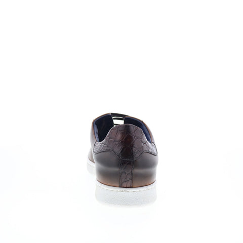 Zelli Italia Calfskin & Crocodile Mens Brown Lifestyle Sneakers Shoes
