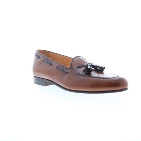 Zelli Italia Naples Calfskin Crocodile Embossed Mens Brown Loafers Casual Shoes