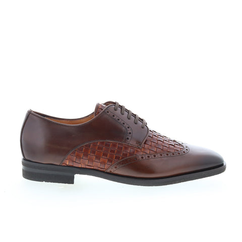 Zelli Italia Calfskin Woven Lace Up Mens Brown Oxfords Wingtip & Brogue Shoes