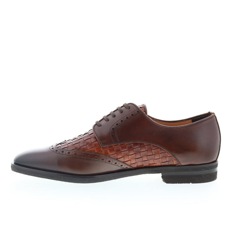 Zelli Italia Calfskin Woven Lace Up Mens Brown Oxfords Wingtip & Brogue Shoes