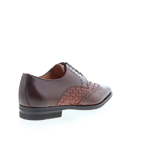 Zelli Italia Calfskin Woven Lace Up Mens Brown Oxfords Wingtip & Brogue Shoes