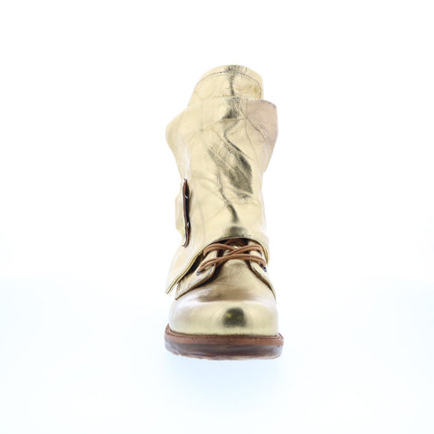 A.S. 98 Snider Womens Gold Leather Zipper Ankle & Booties Boots