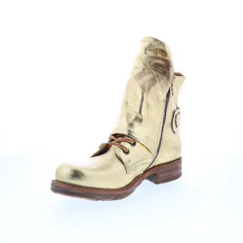 A.S. 98 Snider Womens Gold Leather Zipper Ankle & Booties Boots
