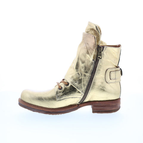 A.S. 98 Snider Womens Gold Leather Zipper Ankle & Booties Boots