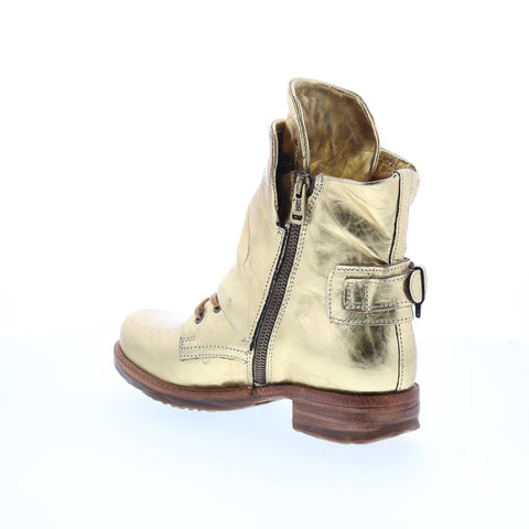 A.S. 98 Snider Womens Gold Leather Zipper Ankle & Booties Boots